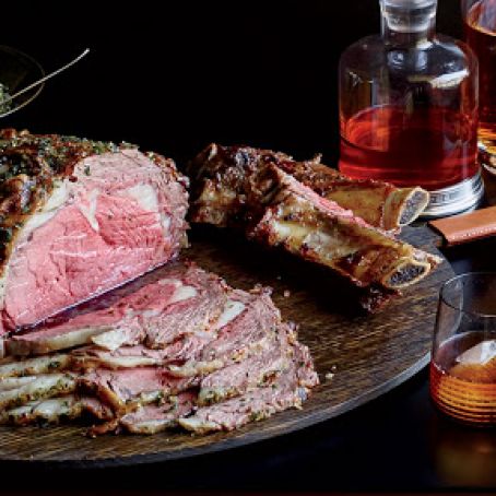 Roasted Dry-Aged Rib of Beef with Creamed Greens