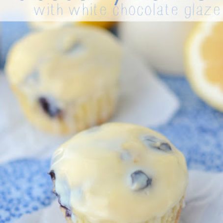 Lemon Blueberry Muffins with White Chocolate Glaze