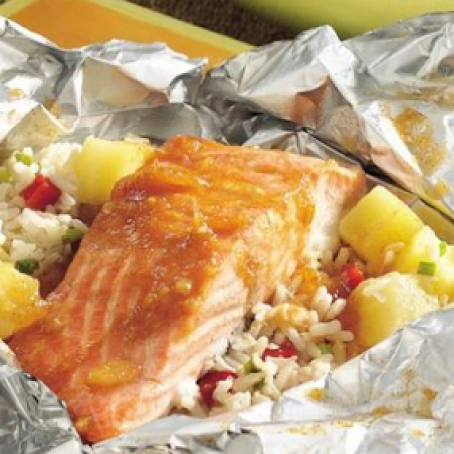 Grilled Caribbean Salmon Packs