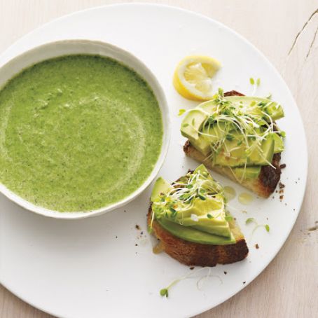 Broccoli-Spinach Soup with Avocado Toasts Recipe & Video | Martha Stewart