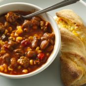 Chili with Twisted Cheesy Cornsticks