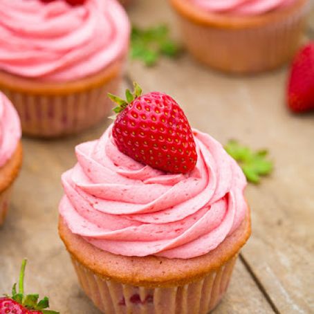 Strawberry Cupcakes with Strawberry Buttercream Frosting