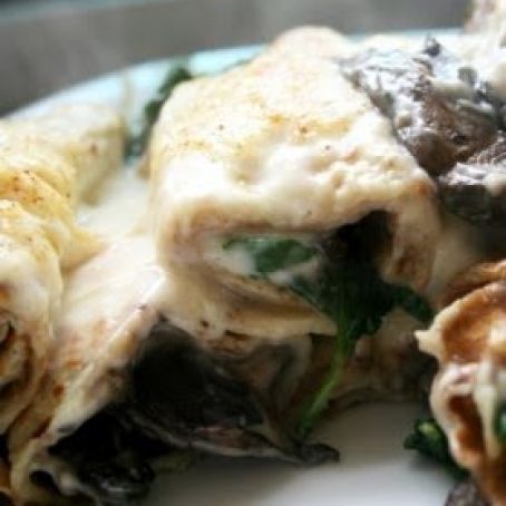 Mushroom and Spinach Pancake Bake