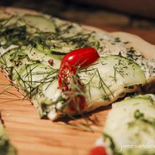 Cucumber Herb Grilled Crust Pizza