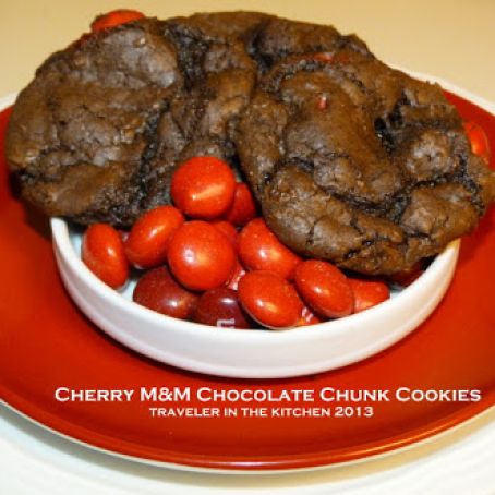 Cherry M&M Chocolate Chunk Cookies