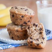BANANA CHOCOLATE CHIP MUFFINS (WHOLE WHEAT FLOUR)