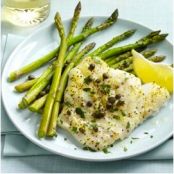 Baked Cod Piccata with Asparagus Recipe