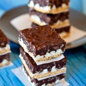 Peanut Butter Cocoa Krispies Smores Bars