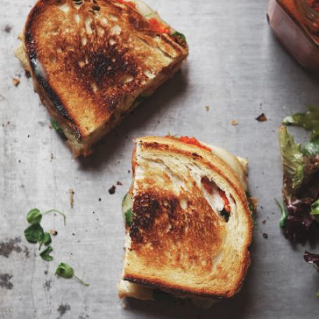Romesco Grilled Cheese with Gruyere + Watercress