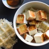 Waffled Miso-Sesame Tofu With Waffled Sticky Rice