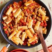 Rigatoni with Sausage, Pumpkin & Tomato Sauce