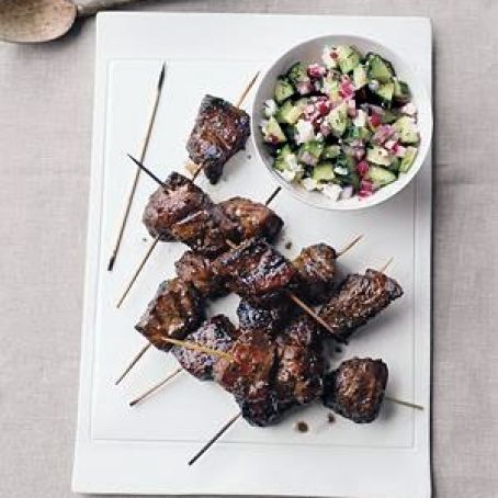 Lamb Kebabs with Cucumber-Feta Relish
