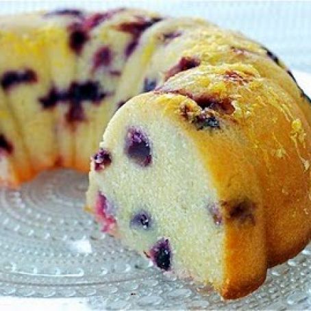 Blueberry Thyme Pound Cake with Lemon Glaze