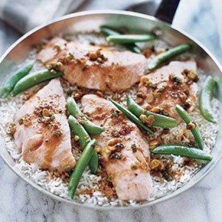 One-Pot Salmon With Snap Peas and Rice