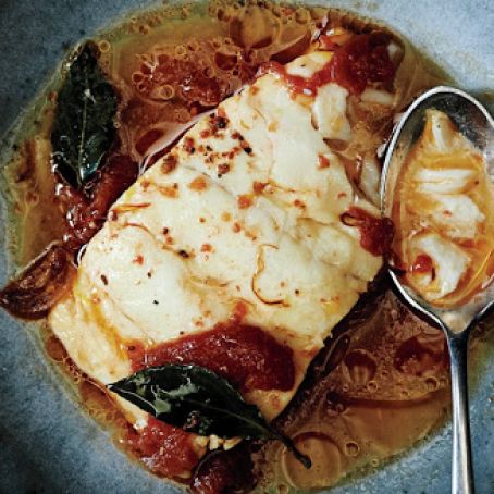 Poached Cod with Tomato and Saffron