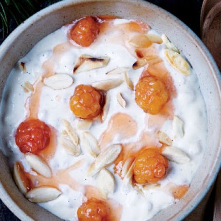 Almond-Barley Porridge with Fruit Compote