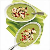 Avocado buttermilk soup with crab salad