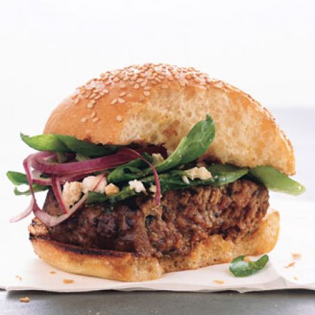 Greek Lamb Burgers with Spinach & Red Onion Salad