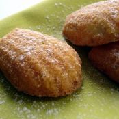 Pistachio and orange blossom water madeleines