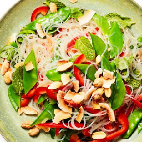 Rice Noodle Salad with Snow Peas & Toasted Coconut