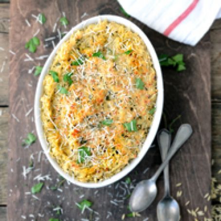 Creamy Baked Orzo with Goat Cheese