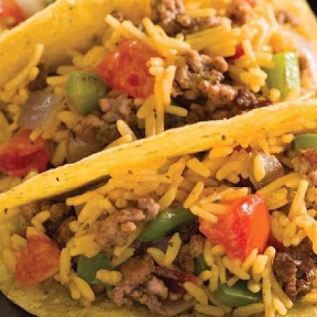 Mexican Rice and Beef Tacos