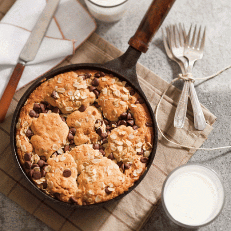 Chocolate Chip Oatmeal-Peanut Butter Skillet Cookie - Taste of the South Magazine