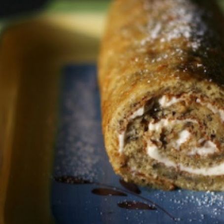 BANANA CAKE ROLL WITH CREAM CHEESE FILLING