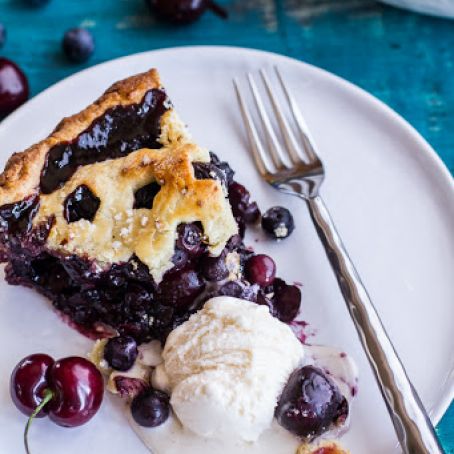 Vanilla Bourbon Cherry-Blueberry Pie.
