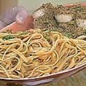 Show-Stopper Seared Scallops with Lemon Scented Bread Crumbs and Fettuccine with Saffron and Asparag