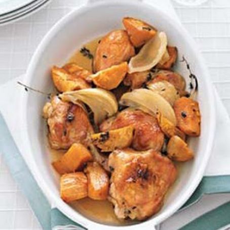 Maple-Roasted Chicken With Sweet Potatoes