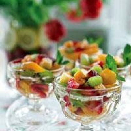Salad, Fresh Fruit with Lime-Ginger Honey Dressing