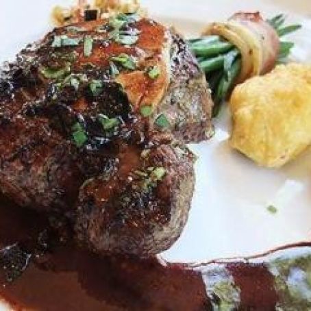 Beef Tenderloin Steaks with Smoky Bacon-Bourbon Sauce