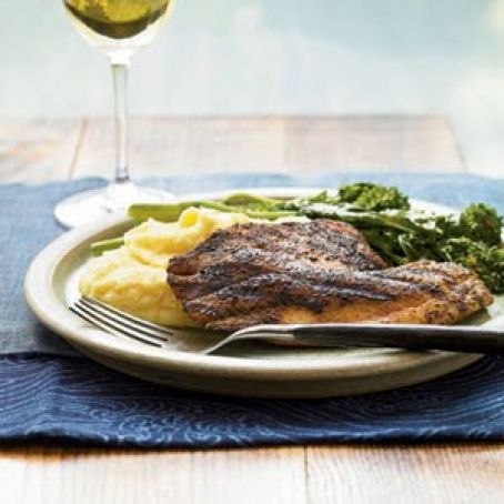 Grilled Tilapia with Smoked Paprika and Parmesan Polenta