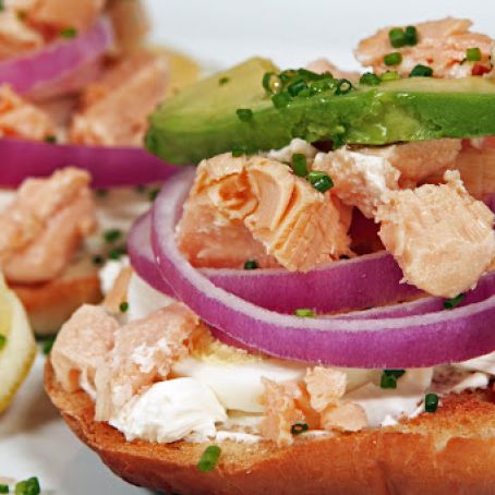 Salmon and Cream Cheese Bagel with Egg