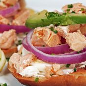 Salmon and Cream Cheese Bagel with Egg