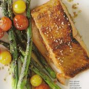 miso-glazed wild salmon with sesame asparagus
