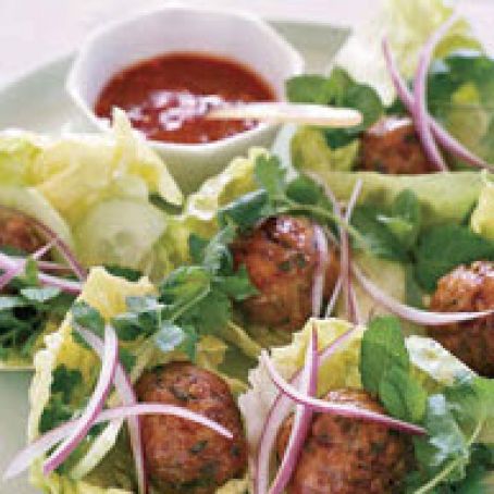 Vietnamese Chicken Meatballs in Lettuce Wraps