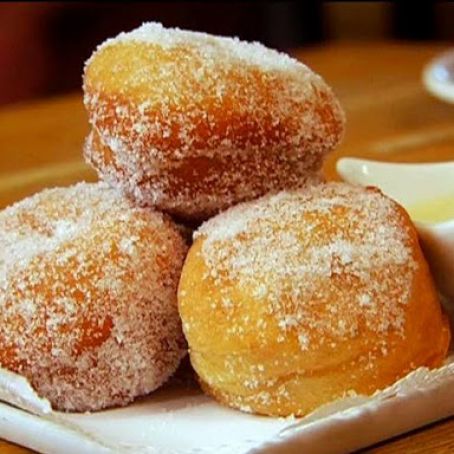Raspberry Beignets with Vanilla Dipping Sauce