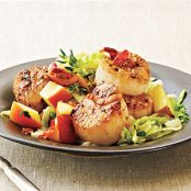 Seared Scallops with Bacon, Cabbage, and Apple