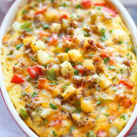 Cheesy Potato & Sausage Breakfast Casserole