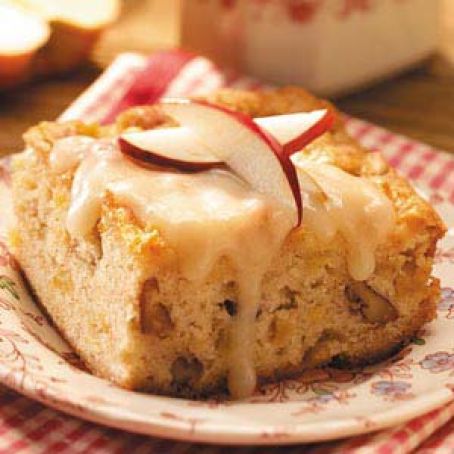 Apple Nut Cake with Rum Sauce
