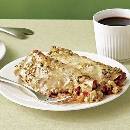 Sausage and Egg Enchiladas with Tomatillo Sauce