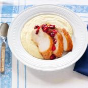 Sliced Chipotle Turkey Breast With Pomegranate Cranberry Relish and Polenta