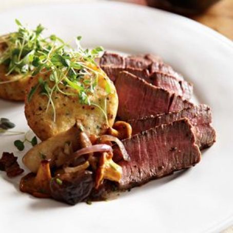 Grilled Filet Mignons with Caramelized Onion and Mushroom Sauce