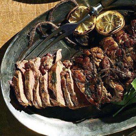 STUFFED LAMB LEG w/CARAMELIZED LEMON JUS