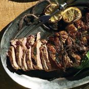 STUFFED LAMB LEG w/CARAMELIZED LEMON JUS