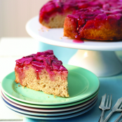 Upside-down rhubarb cake