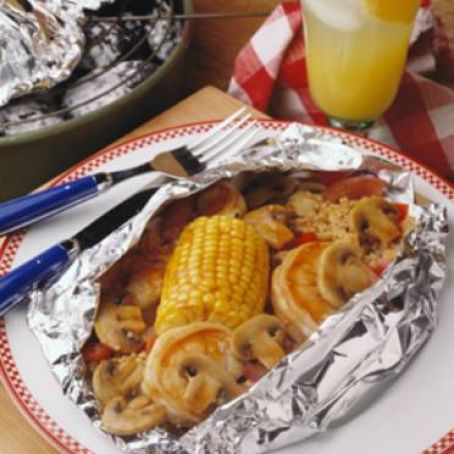 Caribbean Shrimp and Mushroom Packets