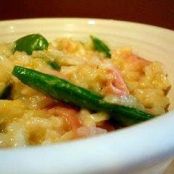 Sugar snap pea and ham risotto